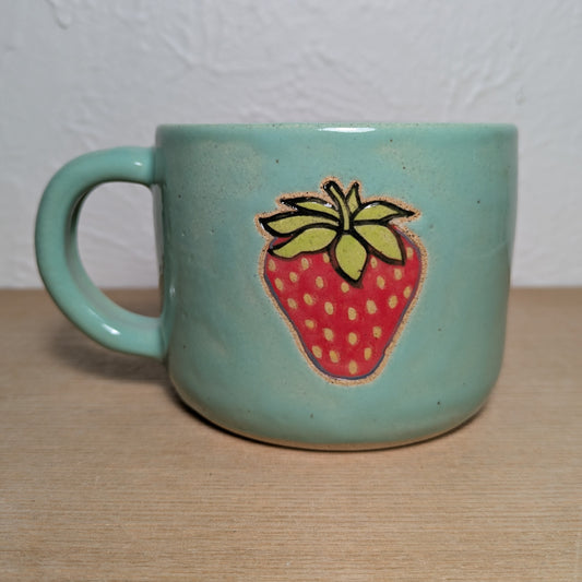 Strawberry Mug in Turquoise / 14 oz.