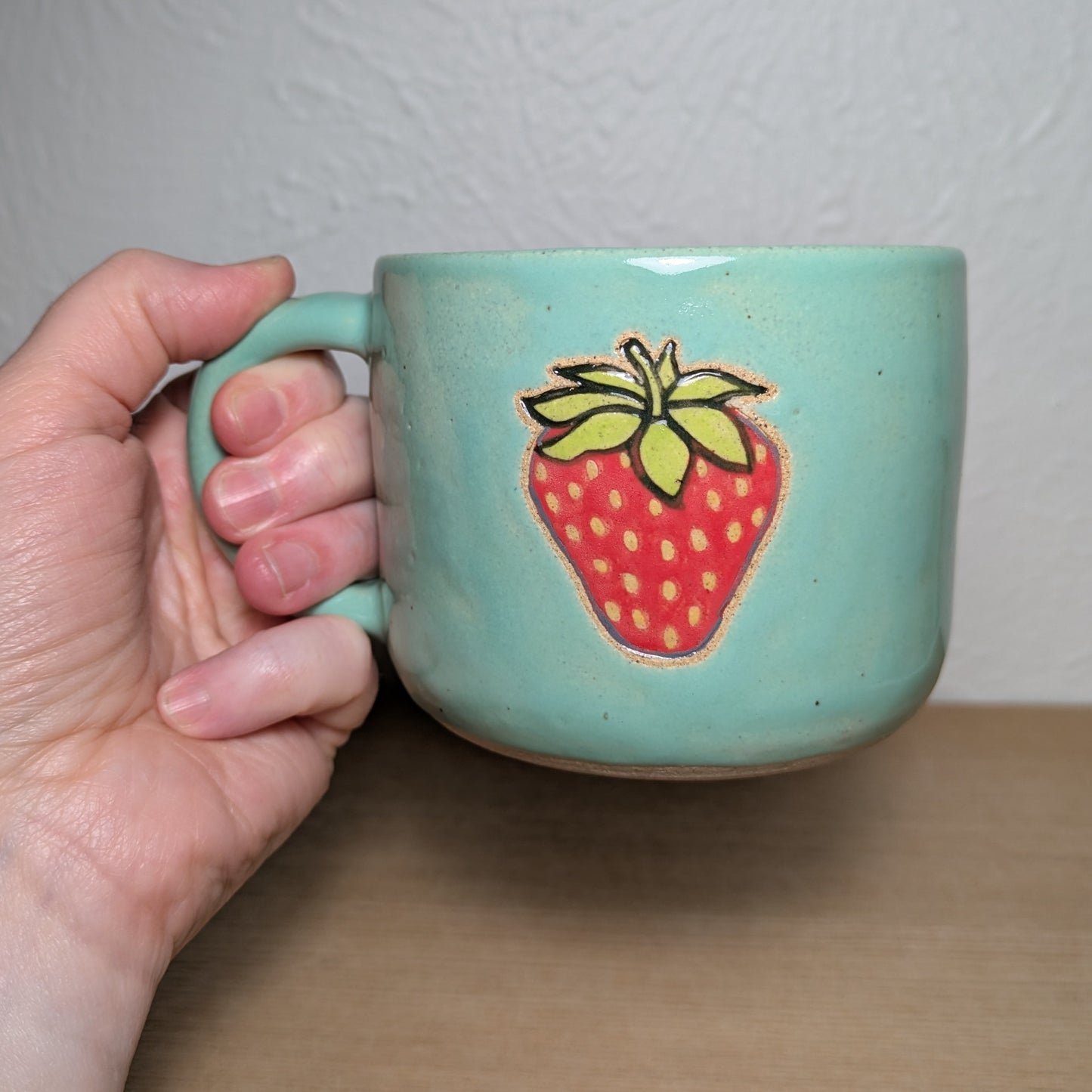 Strawberry Mug in Turquoise / 14 oz.